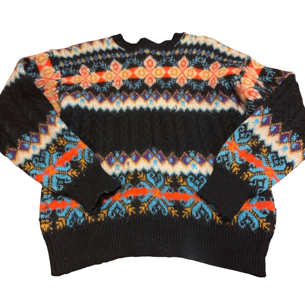 Vintage 100% Virgin Wool Fair Isle Sweater M Cozy Gorpcore Granola Apres Folk